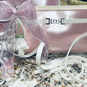 Beijo Pink Patent Leather Clutch Wristlet Bag London Paris New York Y2K NWT